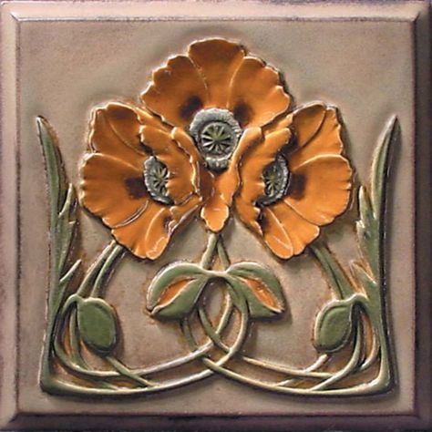 Lewellen Studio Arts And Crafts Tiles, Fleurs Art Nouveau, Craftsman Tile, Arts And Crafts Tile, Motifs Art Nouveau, Tiles Uk, Design Art Nouveau, Arts And Crafts For Teens, Art Nouveau Tiles