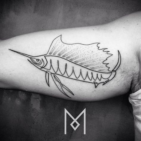 Linear Tattoos by Mo Ganji – Fubiz Media Mo Ganji Tattoo, Linear Tattoos, Continuous Line Tattoo, Line Drawing Tattoos, Mo Ganji, One Line Tattoo, Minimal Tattoos, Shark Tattoos, Tattoo Desings