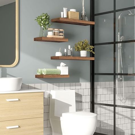 Amazon.com: HOOBRO Floating Shelves, Wall Shelf Set of 2, 15.7 Inch Hanging Shelf with Invisible Brackets, for Wall Decor in Bathroom, Bedroom, Toilet, Kitchen, Living Room, Office, Rustic Brown BF40BJ01 : Home & Kitchen Floating Storage Shelves, Room Decor Rustic, Bedroom Toilet, Rustic Wood Floating Shelves, Floating Shelves Wall, Wall Storage Shelves, Floating Shelves Bathroom, Living Room Decor Rustic, Shelves Wall