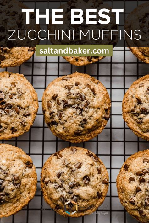 Zucchini Chocolate Chip Muffins are moist and tender, blending the goodness of freshly grated zucchini with the richness of chocolate chips. Easy Zucchini Muffins, Zucchini Bread Muffins, Choc Chip Muffins, Zucchini Recipes Dessert, Zucchini Chocolate, Zucchini Chocolate Chip Muffins, Zucchini Muffin Recipes, Best Zucchini, Dessert Breads