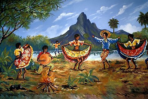 Sega - The Emblem of Mauritian culture Mauritius Culture, Cottage Illustration, Scene Drawing, Dance Paintings, Afrocentric Art, Folk Dance, Gcse Art, Art Courses, White Sand