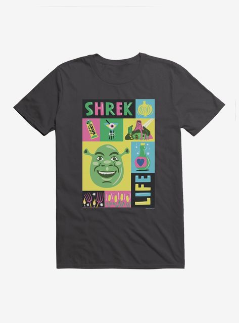 Shrek Life Collage T-Shirt Life Collage, Storm Grey, Movie Tees, Tall Hoodies, Plus Size Swim, T Shirt Image, Lady And The Tramp, Disney Ladies, Top Graphic Tees