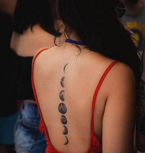 Moon Phases Tattoo, Tattoo Moon, Muster Tattoos, Spine Tattoos For Women, Spine Tattoo, Back Tattoo Women, Tattoo Feminina, Spine Tattoos, Tattoo Life