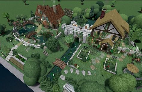 Villemo | VILLEMO'S NEIGHBOR Hi! Someone moved into the house next to me. 🕵️‍♀️ I wonder who it is.. #bloxburghouse #bloxburgbuild #bloxburgbuilds… | Instagram Bloxburg Unique Houses, Bloxburg House Inspo Cottage Core, Bloxburg Hillside Cottage, Cottage House Ideas Bloxburg, Building Ideas For Bloxburg, Cottagecore Mansion Bloxburg, Whimsical Bloxburg House, Bloxburg Exterior Garden, Cottage Core Bathroom Bloxburg