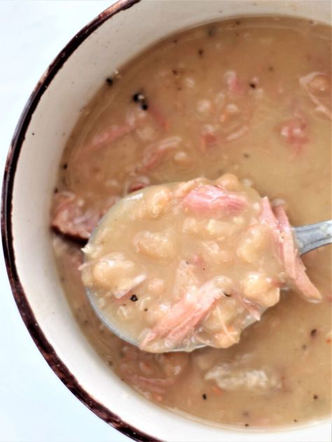 Instant Pot Navy Bean Soup - Let Them Eat Gluten Free Cake Navy Beans Soup, Instant Pot Beans And Ham Hocks, Navy Bean And Ham Soup Instant Pot, Navy Bean Soup Instant Pot, Navy Beans Instant Pot, Navy Beans And Ham, Bean And Sausage Soup, Navy Bean Soup, Navy Beans