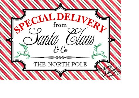 Special Delivery Labels for your Christmas Packages | The Life of ... Santa Label, Santa Notes, Christmas Packages, Christmas Stationary, Santa Letter Printable, Christmas Stationery, Christmas Labels, Sticker Template, Free Christmas Printables