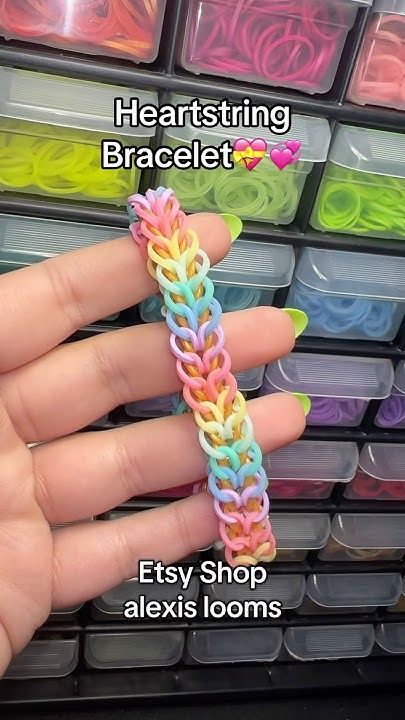 Rainbow Loom Heartstring Bracelet💞❤️‍🩹 Heart Strings, Rainbow Loom, Loom, Rainbow, Etsy Shop, Bracelet