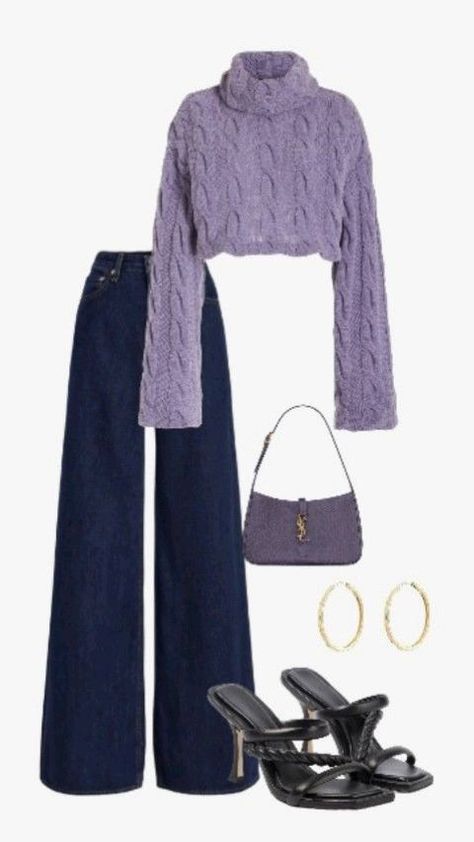 Purple Outfit Ideas Casual, Purple Casual Outfit, Purple Ootd, Purple Sweater Outfit, Uni Outfit, Outfit Inspo Winter, Mode Zara, Winter Fashion Outfits Casual, Everyday Fashion Outfits