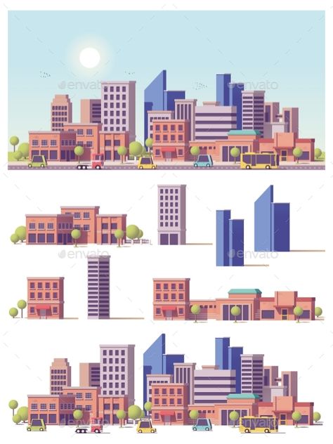 City Landscape Illustration, 2d Building, Village Logo, Vector Building, Cityscape Illustration, Urban Background, Communication Illustration, Building Map, Simple Building