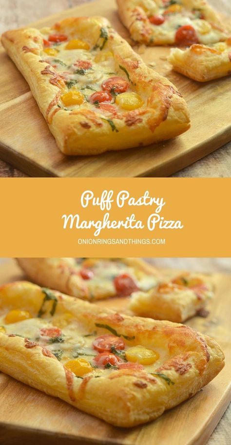 Puff Pastry Flatbread, Spring Flavors, Puff Pastry Pizza, Meatball Pizza, Tomatoes Mozzarella, Pizza Roll, Midday Snack, Margherita Pizza, Pizza Pizza