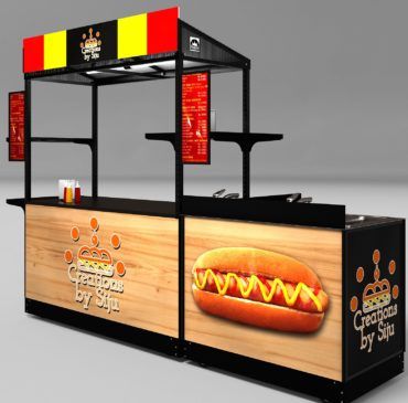 Hot Dog Carts Mobile Food Cart Design Ideas, Hot Dog Stand Ideas, Hot Dogs Negocio Ideas, Food Stand Design, Food Stall Design, Street Food Design, Gerobak Dorong, Mobile Food Cart, Cart Design