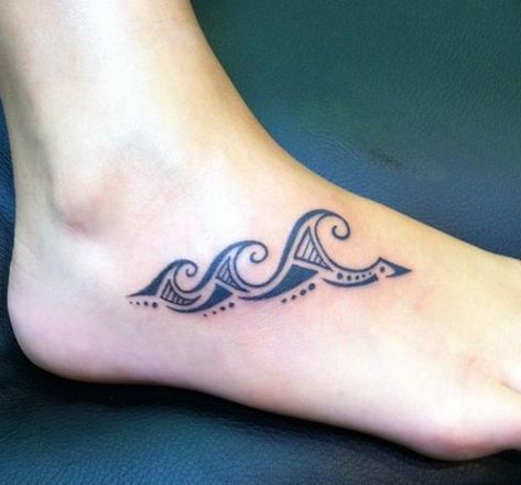 The Meaning of Polynesian Tattoos - Ocean Indigenous Tattoos, Polynesian Tattoo Meanings, Simple Wave Tattoo, Wave Tattoos, Polynesian Tattoos Women, Wave Tattoo Design, Hawaii Tattoos, Hawaiian Tattoos, Polynesian Tattoo Designs