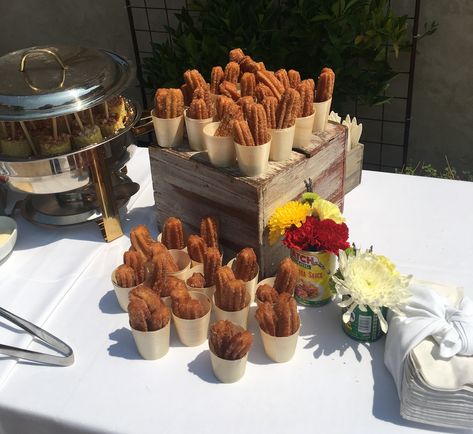 With individual servings a paramount need for event menus during the pandemic, our churros station has proven a huge hit with guests as a sweet dessert to round out the meal or featured in a morning meal service. Our servers report a steady flow of people returning for "seconds"! #privateeventcatering #privateeventplanning #BayAreaCateringService #HandheldCateringandEvents Churros Serving Ideas, Churros Party Display, Churro Party Ideas, Churro Bar Wedding, Churro Party, Churro Station, Nacho Station, Christmas Fiesta, Meal Service