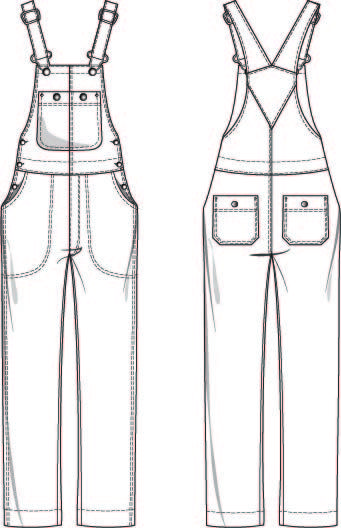 Drawing Of Overalls, Overalls Technical Drawing, Overall Illustration, How To Draw Overalls, Dungarees Drawing, Overalls Illustration, Overall Sketch, Drawing Overalls, Overalls Drawing