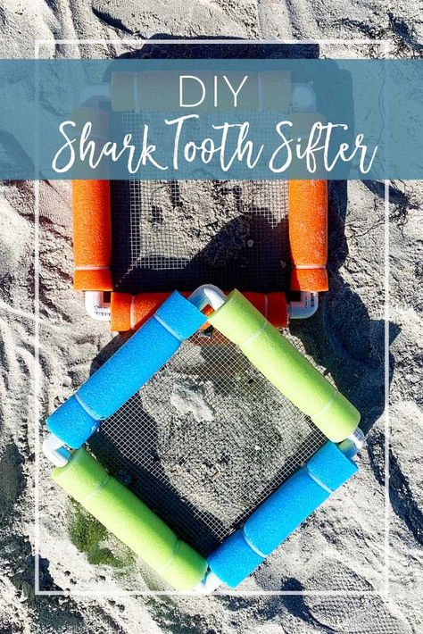 Shark Tooth Hunting Tools, Diy Sand Sifter, Sand Sifter Diy, Diy Shark Tooth Sifter, Shark Tooth Jewelry Diy, Diy Sifter, Shark Tooth Crafts, Shark Tooth Art, Shark Tooth Hunting