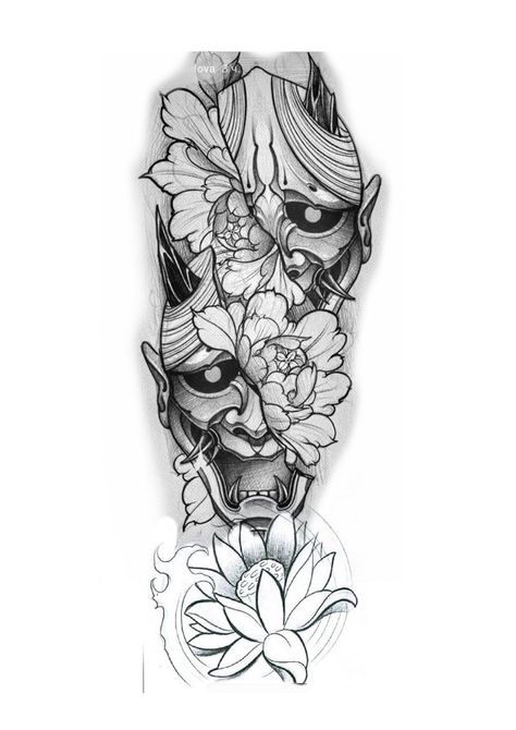 Hannya Maske Tattoo, Japanese Forearm Tattoo, Tattoo Japonais, Hannya Maske, Japanese Hand Tattoos, Samurai Tattoo Sleeve, Oni Mask Tattoo, Unique Half Sleeve Tattoos, Guerriero Samurai