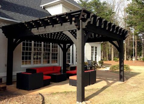 14 Black Elegant Timber Frame Arbors, Awnings & Pergolas | Western Timber Frame Black Pergola, Timber Pergola, Cheap Pergola, Pergola Swing, Metal Pergola, Wood Pergola, Pergola Attached To House, Wooden Pergola, Backyard Pergola