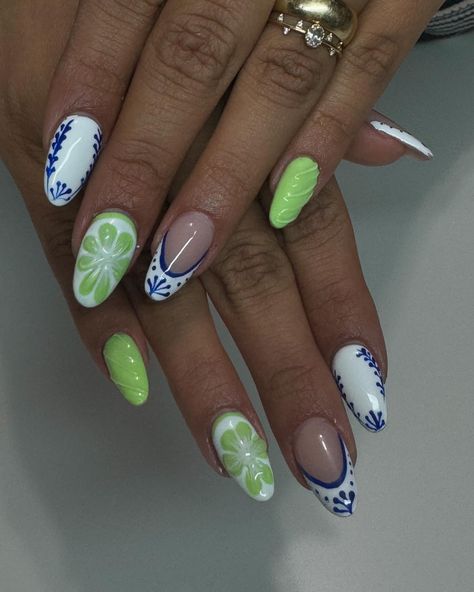 Tequila lime nails 🍋‍🟩🍋‍🟩!! This were so out of my comfort zone but I love the outcome and how patient my client was 💚💚 #lime3dnails #classeazultequila Summer Nail 2024 Designs, Cute Summer Vacation Nails, Seattle Kraken Nails, Tequila Lime Nails, Lime Fruit Nails, Arizona Nail Designs, Fun Nails For Summer, Lime Nails Design, Nails Design Summer 2024