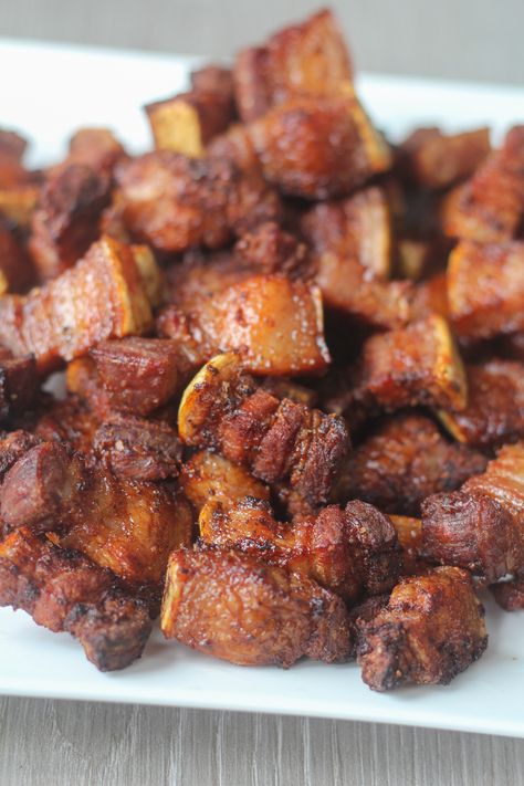 Pork Stew Meat Recipes Air Fryer, Pork Belly Recipes Crispy Air Fryer, Appetizer Competition, Air Fry Pork Belly, Airfryer Porkbelly, Pork Belly Recipes Easy, Air Fryer Pork Belly, Pork Belly Bites, Pork Belly Recipes Crispy