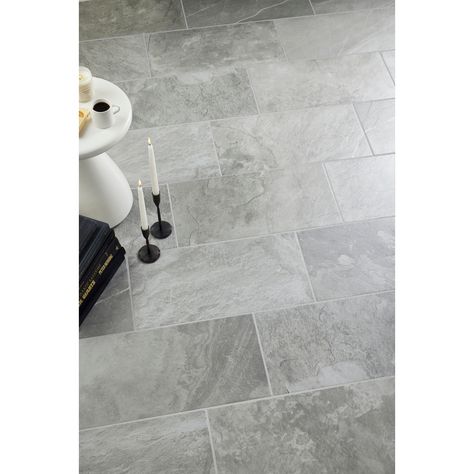 Grey Floor Tiles, Hall Bathroom, The Tile Shop, Grey Flooring, Mid Century Mod, Design Your Dream House, Grey Marble, Bath Remodel, Marble Effect