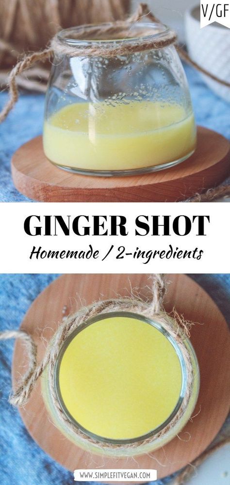 This 2-ingredient ginger shot recipe will benefit your immune system, help fight the cold, and boost your metabolism. Low Carb Vegan Breakfast, Smoothie Bowl Vegan, Ginger Shot Recipe, Ginger Shots, Smoothies Vegan, Ginger Shot, Wellness Shots, Detox Juice Recipes, Ginger Benefits