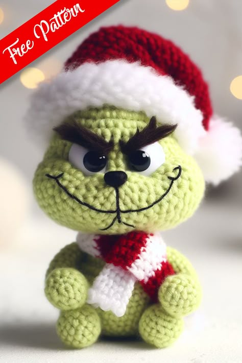 Grinch Amigurumi Baby Grinch Crochet Pattern Free, Crochet Grinch Pattern Free, Arugami Crochet Pattern Free, Crochet Christmas Free Pattern, Christmas Crochet Amigurumi, Crochet Grinch, Lidia Crochet Tricot, Disney Crochet Patterns, Crochet Christmas Ornaments Free