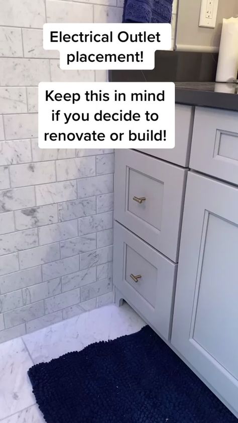 Outlet Placement, Small Bathroom Renovation, Diy Furniture Renovation, Bath Ideas, Furniture Renovation, Remodeling Ideas, Bathroom Remodel Master, House Bathroom, Diy Home Improvement