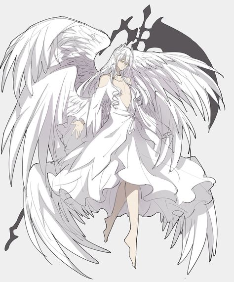 Character With White Hair, Character Pfp, Angel Drawing, Ange Demon, Wings Art, Seraph Of The End, Adjustable Jewelry, Fantasy Creatures Art, Mythical Creatures Art