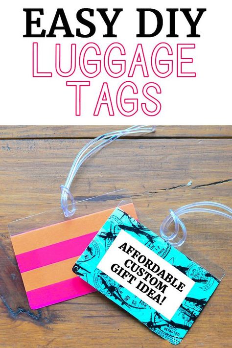 Need a quick cheap gift idea? These simple DIY luggage tags can be customized in just 5 minutes! Garden Wood Projects, Diy Luggage Tags, Polished Habitat, Luggage Tags Diy, Funny Luggage Tags, Garden Wood, Diy Luggage, Cheap Gift, Beach Diy