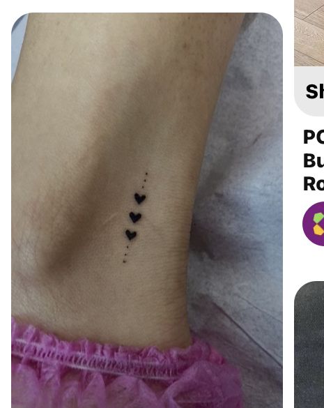 3 Tiny Hearts Tattoo Wrist, Heart Dots Tattoo, Tiny Heart Tattoo Wrist, Heart Foot Tattoo, Ankel Tattoos Simple Women, Ankle Tattoo Heart, Tiny Hearts Tattoo, Heart Ankle Tattoo, Small Heart Wrist Tattoo