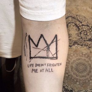 Basquiat Tattoo, Seoul Hongdae, Korea Tattoo, Left Arm Tattoos, Flower Cat, Michel Basquiat, Jean Michel Basquiat, English Tattoo, Ink Ideas