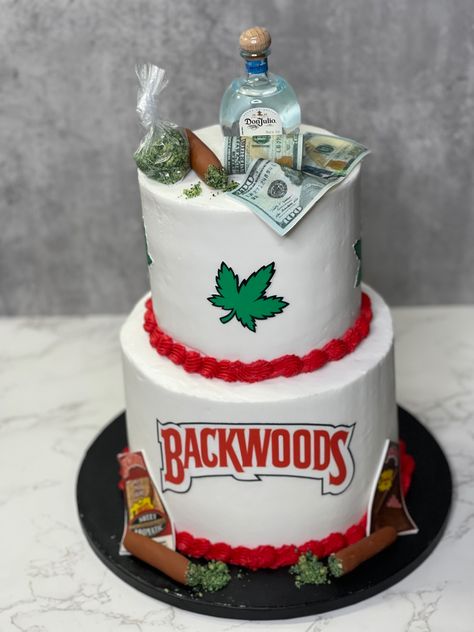 Backswoods birthday cake Guys 19th Birthday Ideas, Backwood Birthday Cake Ideas, 22 Year Old Birthday Cake Guy, 21 Men Birthday Cake, 20th Birthday Cake Ideas For Guys, 33 Birthday Ideas Women Cake, Backwoods Cake Ideas, Backwoods Birthday Cake, Rod Wave Cake