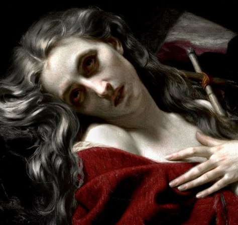 Hugues Merle, Victorian Vampire, Arte Punk, Mary Magdalene, Gothic Aesthetic, The Cave, Tableau Art, Ethereal Art, Classical Art