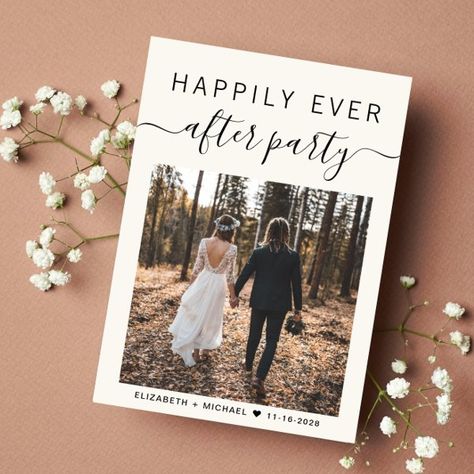 Happily Ever After Party Photo Cream Wedding Announcement Shop Wedding Reception, Happily Ever After Party, Ever After Party, Blue Wedding Receptions, Wedding Announcements Photos, Wedding Announcement Cards, Reception Invitation, Wedding Reception Design, Wedding Reception Invitations