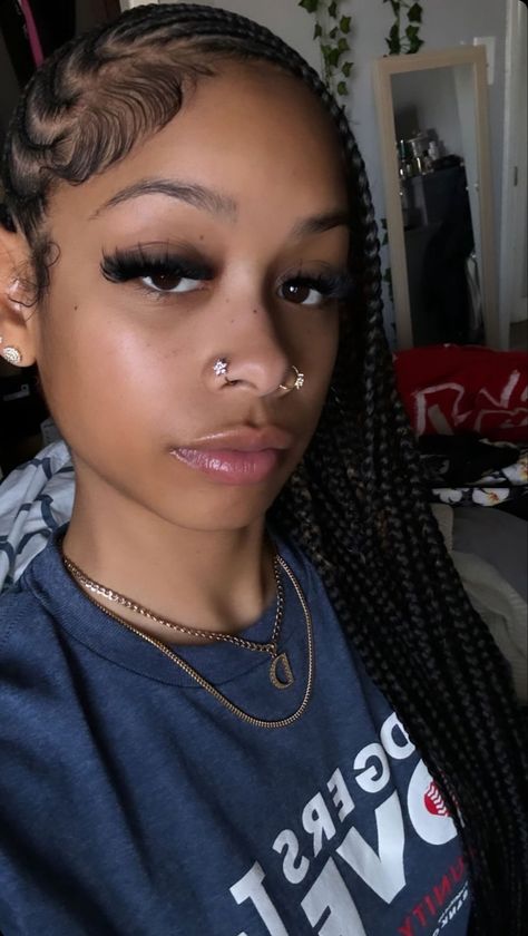 Both Nose Piercing, Two Nose Piercings, Cute Nose Piercings, Pretty Lashes, Nose Piercings, Braids Hairstyles Pictures, Cute Box Braids Hairstyles, Cute Piercings, Protective Hairstyles Braids