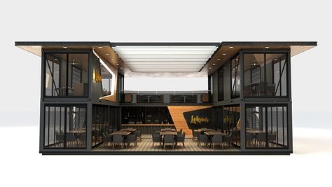 Sign Shipping Container Restaurant, Shipping Container Architecture, Shipping Container Design, Cargo Container Homes, Container Restaurant, Container Cafe, Shipping Container Home Designs, Container Office, Shipping Container House Plans