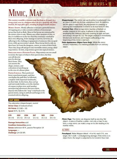 Dnd Mimic Homebrew, Dnd Low Cr Monsters, Mimic Dnd Stats, Mimic Stat Block, Nothic Dnd Monster, Easy Dnd Monsters, D&d Cleric Female, D&d Mimic, D&d Pets