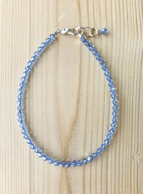 Elegant Luxury Wedding, Anklet Ideas, Blue Anklet, Wedding Anklets, Crystal Anklet, Wire Jewelry Making, Beach Anklets, Light Sapphire, Sterling Silver Anklet