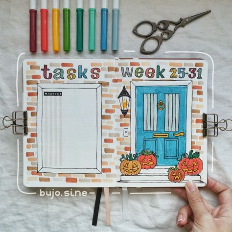 October Weekly Spread, Bullet Drawing, Planner Themes, Bullet Journel, Creating A Bullet Journal, Bullet Journal Paper, Bullet Planner, Bullet Journal Diy, Bullet Journal Notebook