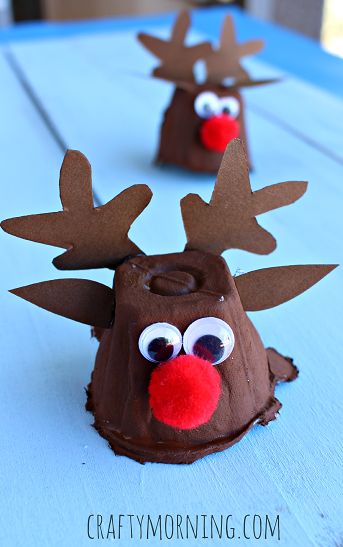 egg carton reindeer craft Rudolph Crafts, Reindeer Craft, Christmas Crafty, Egg Carton Crafts, Christmas Crafts For Kids To Make, Creative Christmas Gifts, Christmas Arts And Crafts, Fun Christmas Crafts, Christmas School