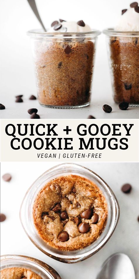 Mug Cookie Recipes, Chocolate Chip Mug Cookie, Mug Cookies, Microwave Chocolate Chip Cookie, Mug Cookie, Vegan Gluten Free Cookies, Chip Mug, Chocolate Chip Pudding Cookies, Gooey Chocolate Chip Cookies