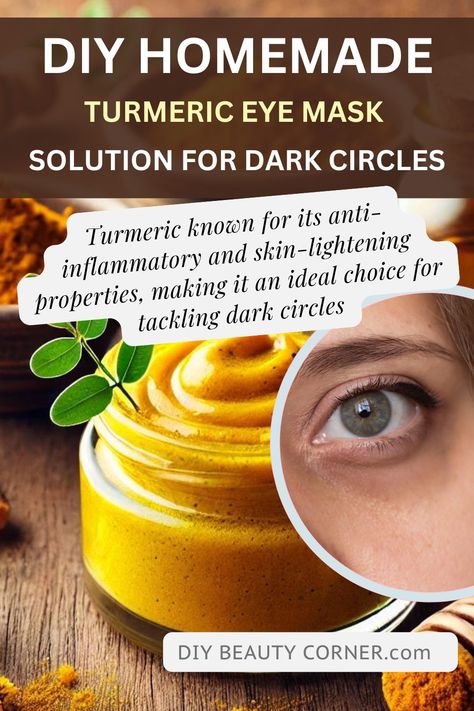 Turmeric and Honey for Dark Circles: The Sweet Solution Homemade Under Eye Cream For Dark Circles, Turmeric Eye Mask, Turmeric Recipes Skin, Natural Ways To Get Rid Of Dark Circles Under Eyes, Diy Dark Circles Under Eyes, Get Rid Of Dark Circles Under Eyes, Turmeric And Honey Face Mask, Diy Under Eye Mask, Dark Circles Under The Eyes Remedies