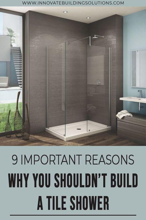 In this article we will focus on the main frustrations surrounding tile showers, and alternatives you need to research if you hate grout. You don’t want to miss out on this! | Innovate Building Solutions | Tile Shower bathroom | Grout Free Panels | Bathroom Remodel DIY | #BathroomRemodelDIY #TileShower #GroutFreePanels #ShowerRemodelCheap Prefab Walk In Showers, Prefabricated Showers Bathroom, Showers Without Grout, Diy Tiled Shower Walk In, Alternatives To Tile Showers, 48x32 Shower Ideas, Shower Tile With Dark Grout, Shower Tile Alternatives, Big Tile Shower Ideas