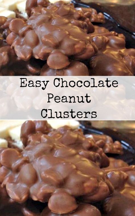 Peanut Clusters In Crockpot, Decadent Cheesecake, Chocolate Peanut Clusters, Chocolate Clusters, Peanut Clusters, Crunch Recipe, Diy Easy Recipes, Space Food, Homemade Snickers