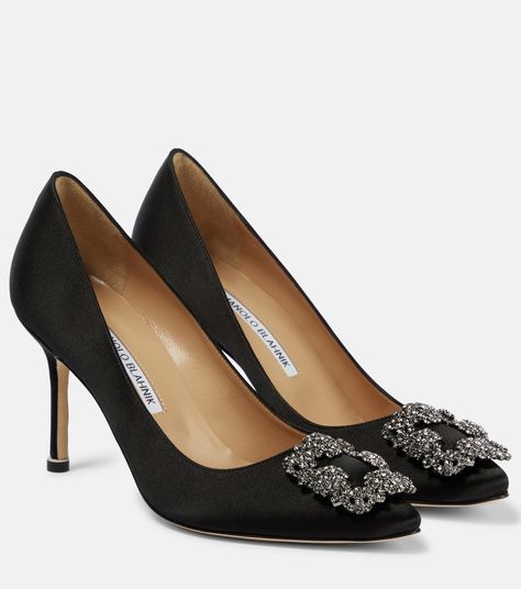 Hangisi 90 Embellished Satin Pumps in Black - Manolo Blahnik | Mytheresa Black Manolo Blahnik Heels, Josephine Bonaparte, Manolo Blahnik Wedding, Sepatu Pump, Manolo Blahnik Maysale, Beautiful Wardrobe, Manolo Blahnik Pumps, Manolo Blahnik Black, Manolo Blahnik Hangisi