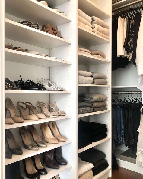 Smart Shoe Storage, Clever Shoe Storage, Custom Closet Shelving, Shoe Storage Small Space, Modern Shoe Rack, Organizational Design, Shoe Storage Ideas, Clear Storage Bins, Metal Shoe Rack