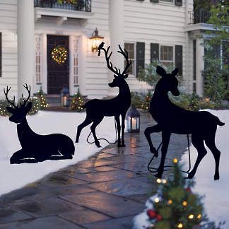 Black Iron Deer Tabletop Pottery Barn, Deer Christmas Trees, Deer Christmas Lights, Deer Silhouette Wall Art, Life Size Reindeer Made Of Mirrors For Sale, Christmas Yard Displays Michaels Stores, Shed Antler Christmas Tree, Life Size Deer, Outdoor Lifesize Moose In Lights