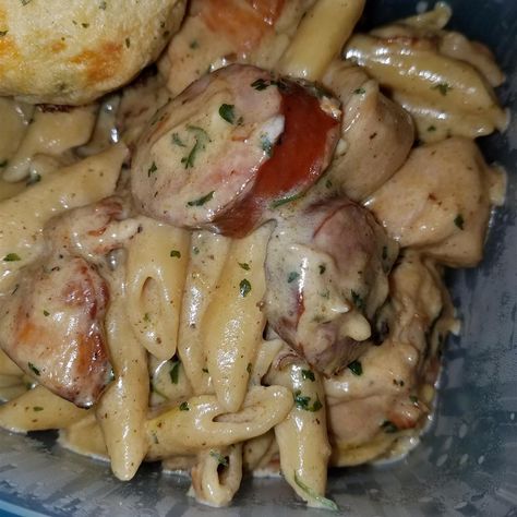 Cajun Chicken and Sausage Pasta Cajun Chicken And Sausage Pasta, Chicken And Sausage Pasta, Smoked Sausage Recipes Pasta, Cajun Chicken And Sausage, Sausage Penne Pasta, Cajun Sausage Pasta, Chicken Breast Dishes, Smoked Sausage Pasta, Chicken Sausage Recipes