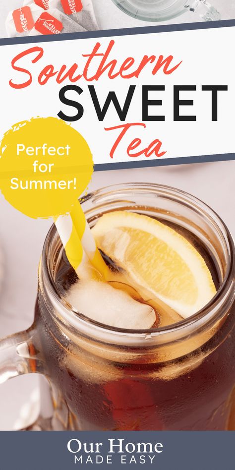 Perfect Southern Sweet Tea Recipe Sweet Tea Recipe Southern, Southern Sweet Tea Recipe, Sun Tea Recipes, Sweet Tea Recipe, Sweet Tea Recipes, Southern Sweet Tea, Sun Tea, Southern Food, Hodge Podge