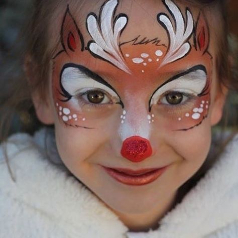 Rudolph the red nosed reindeer ❤ #christmasfacepaint #rudolph #rudolphfacepaint #reindeer #reindeerfacepaint #faceart #facepaint #facepainting #calgary #canada #yyc Reindeer Face Paint, Painting Costume, Animal Face Paintings, Festival Face Paint, Christmas Face Painting, Girl Face Painting, Festival Face, Rudolph The Red Nosed Reindeer, Face Painting Easy